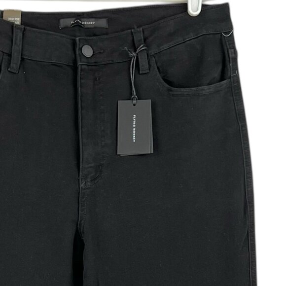 NWT Flying Monkey Women's Black Jeans 32x36 Flare Leg High Rise Stretch Raw Hem - Picture 5 of 13